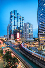 Obraz premium Editorial: Bangkok City, Thailand, 6th July 2018. Bangkok City has city of business and communication in the night at Siam Bangkok Thailand.