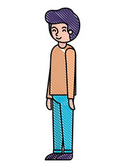 young man avatar character vector illustration design