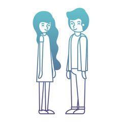 young couple avatars characters vector illustration design