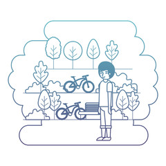 man in the park with bicycle vector illustration design