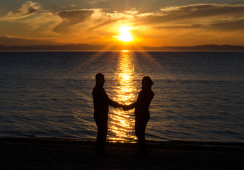 lovers at sunset