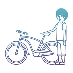 young man with bicycle avatar character vector illustration design