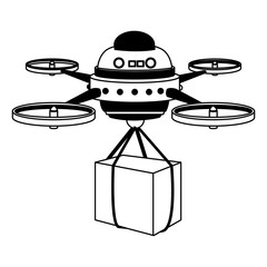 Drone with box vector illustration graphic design