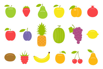 Fruits. flat style. isolated on white background