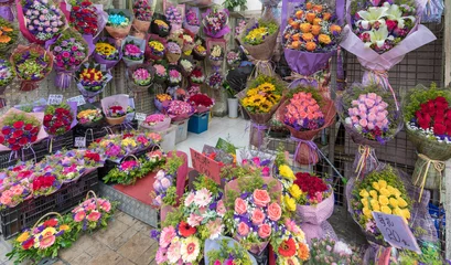 Deurstickers Bloemenwinkel Kleurrijke bloemist