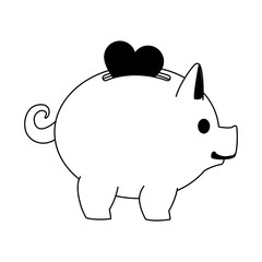 Heart into piggy vector illustration graphic design