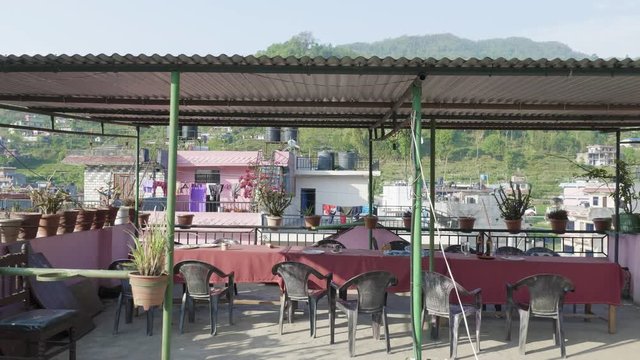 Nepalese city Besisahar. Morning time.