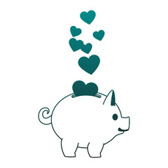 Heart into piggy vector illustration graphic design