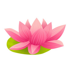 Pink Lotus Icon in Cartoon Style