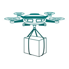 Drone with box vector illustration graphic design