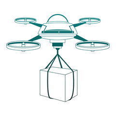 Drone with box vector illustration graphic design