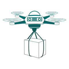 Drone with box vector illustration graphic design