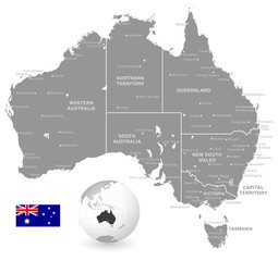 Grey Vector Political Map of Australia - 212240747