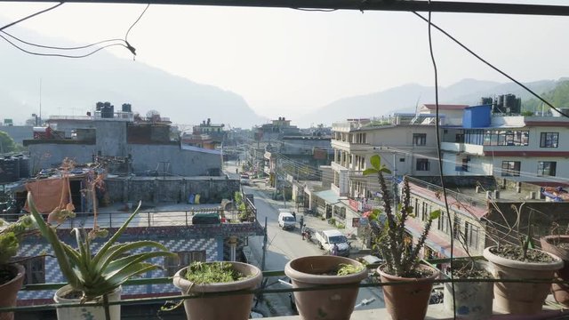 Nepalese city Besisahar. Morning time.