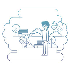 man in the park scene vector illustration design