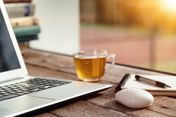 Workspace on window background.