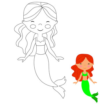  vector clipart mermaid coloring 