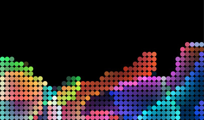 music equalizer  style rainbow color dot glow on dark background