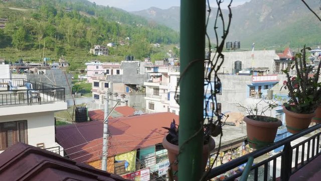 Nepalese city Besisahar. Morning time.