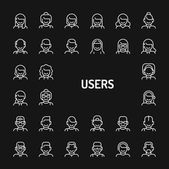 Users & Avatars Simple Line Icon Set