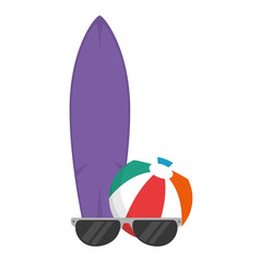 sunglasses summer with surfboard and balloon