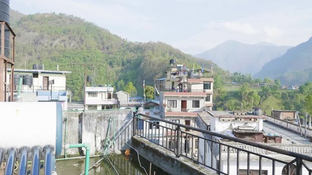 Nepalese city Besisahar. Morning time.