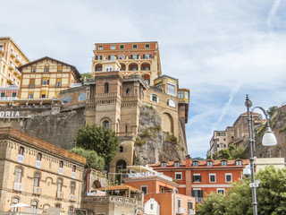 View of the beautiful city of Sorrento Italy from the port