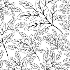 branch with leafs ecology pattern vector illustration design
