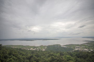 mountain in rain