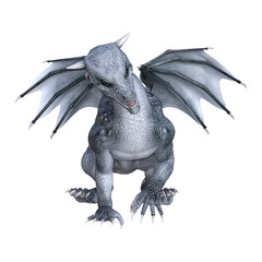 3D Rendering Fantasy Dragon Whelp on White