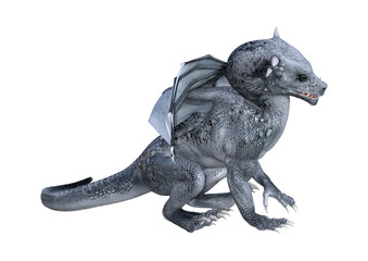 3D Rendering Fantasy Dragon Whelp on White