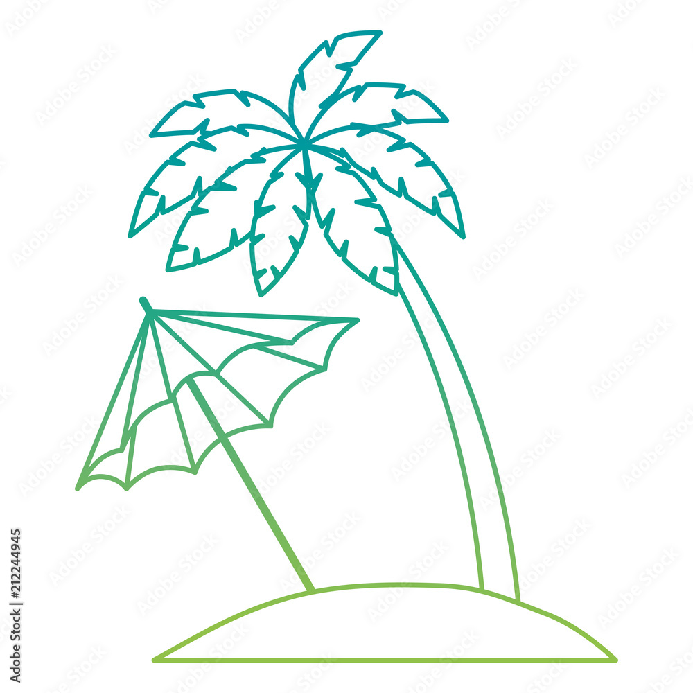 Poster tree palms with umbrella