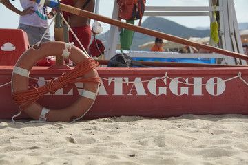 The beach rescue boat.