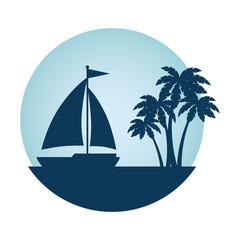 sailboat travel seascape emblem