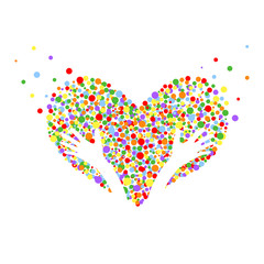 Bright heart and hands. Love, hope, help, care, healing concept.  Bubble design. Vector illustration. - 212246330