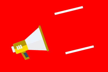 Flat design business illustration concept Digital marketing business megaphone for website and promotion banners. Cartoon human hand holding empty social media copy space text.