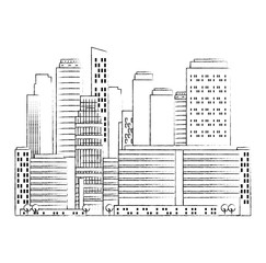 cityscape buildings scene icons vector illustration design