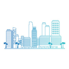 Fototapeta premium cityscape buildings with palms scene vector illustration design