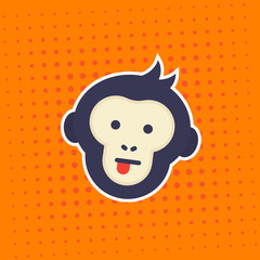 ape, monkey showing tongue vector sticker