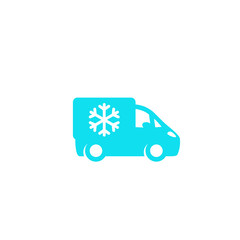 Fridge truck icon, van with refrigerator