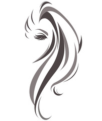women long hair style icon, logo women on white background