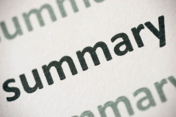word summary printed on paper macro