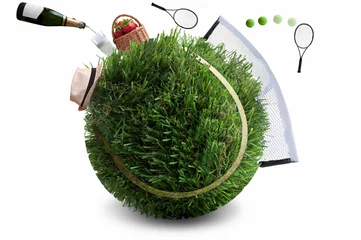 Foto auf Acrylglas Summer grass tennis concept © Pixelbliss