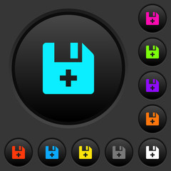 Add new file dark push buttons with color icons