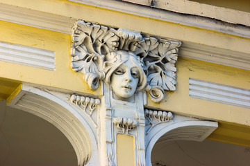  Details of Art-Nouveau decor of facade in Old Tbilisi, Georgia.