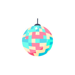 Vector Illustration. Disco ball icon. Isolated colorful ball for party in flat style