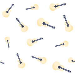 Vector Illustration. Guitar seamless pattern in flat style. Background