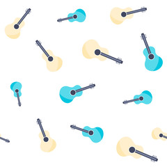 Vector Illustration. Guitar seamless pattern in flat style. Background