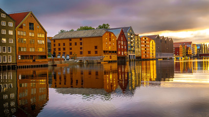 Fototapeta na wymiar Trondheim city on the sunrise, Norway.