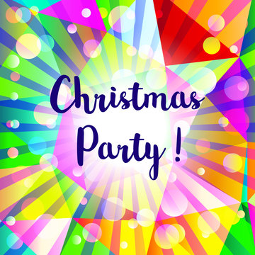Christmas party bright illustration with polygonal colorful pattern.